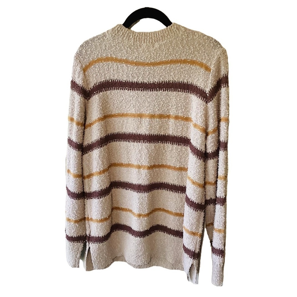 NEW Mason & Belle Striped Sweater Size Large Multicolor Brown Tan - Picture 2 of 11